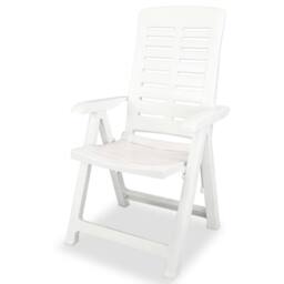 Berkfield Home Reclining Garden Chairs 6 pcs Plastic White - thumbnail 3