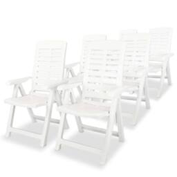 Berkfield Home Reclining Garden Chairs 6 pcs Plastic White - thumbnail 1