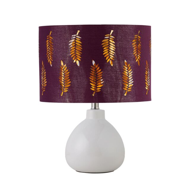 First Choice Lighting Tuscan - White Ceramic Lamp with Burgundy Fern Shade - image 1