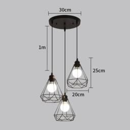 Goeco Industrial Chandelier Vintage Style Cage Lampshade E27 Pendant Light in Black - thumbnail 2