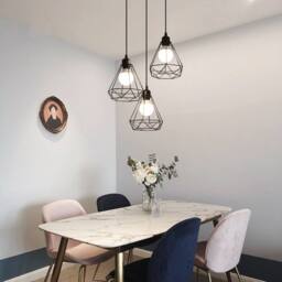 Goeco Industrial Chandelier Vintage Style Cage Lampshade E27 Pendant Light in Black - thumbnail 3