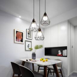 Goeco Industrial Chandelier Vintage Style Cage Lampshade E27 Pendant Light in Black - thumbnail 4