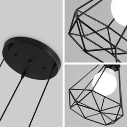 Goeco Industrial Chandelier Vintage Style Cage Lampshade E27 Pendant Light in Black - thumbnail 7