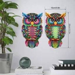 EONLION 2x Owl Garden Decoration Wall Art Hanging Sculpture - thumbnail 2
