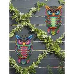 EONLION 2x Owl Garden Decoration Wall Art Hanging Sculpture - thumbnail 4