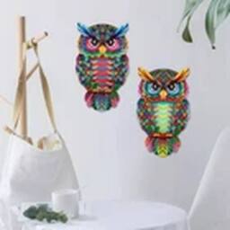 EONLION 2x Owl Garden Decoration Wall Art Hanging Sculpture - thumbnail 5