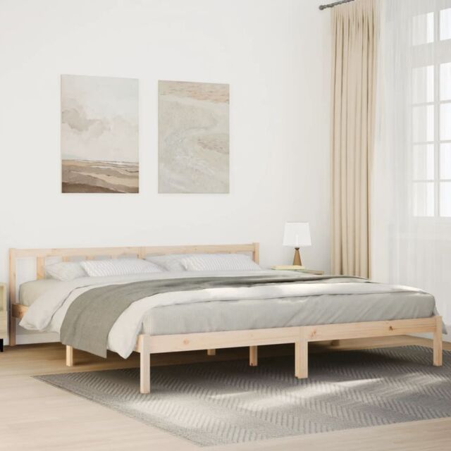 Berkfield Home Extra Long Bed Frame without Mattress 200x220 cm Solid Wood Pine in Brown - image 1