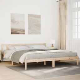 Berkfield Home Extra Long Bed Frame without Mattress 200x220 cm Solid Wood Pine in Brown - thumbnail 1
