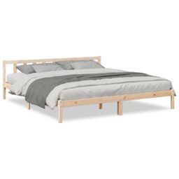 Berkfield Home Extra Long Bed Frame without Mattress 200x220 cm Solid Wood Pine in Brown - thumbnail 2