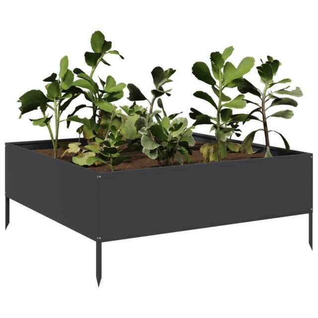 Berkfield Home Garden Raised Bed Black 100x100x25 cm Steel - Size: 100 x 100 x 25 cm - image 1