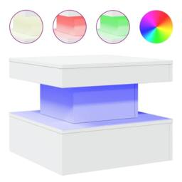 Berkfield Home Modern Coffee Table with LED Lights White 50x50x40 cm - Size: 50 x 50 x 40 cm - thumbnail 3