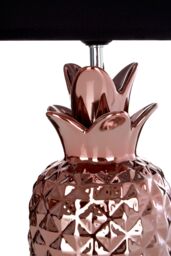 Orsina Pineapple Table Lamp, Copper-Toned Ceramic Base With Textured Pineapple Design, Cream Fabric Shade For Warm in Rose Gold - thumbnail 2
