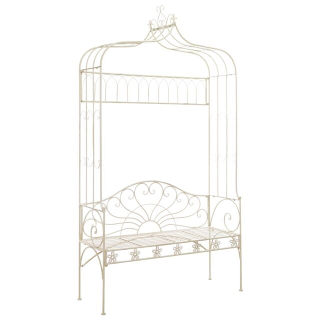 Berkfield Home Garden Bench 122 cm Iron Antique White - image 1