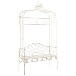 Berkfield Home Garden Bench 122 cm Iron Antique White - thumbnail 1