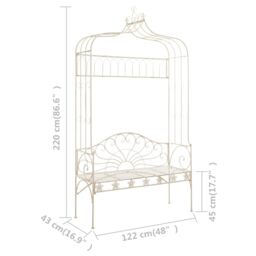 Berkfield Home Garden Bench 122 cm Iron Antique White - thumbnail 6
