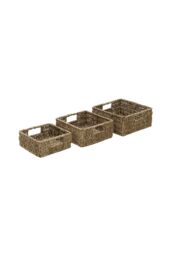 JVL Seagrass Set Of 3 Square Storage Baskets in Natural - thumbnail 6