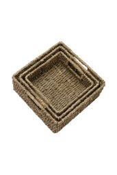 JVL Seagrass Set Of 3 Square Storage Baskets in Natural - thumbnail 4