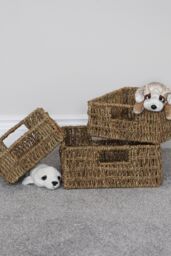 JVL Seagrass Set Of 3 Square Storage Baskets in Natural - thumbnail 2