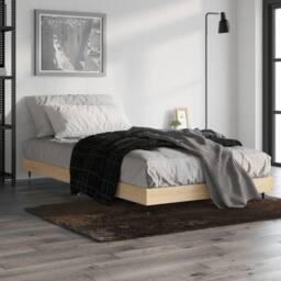 Berkfield Home Bed Frame Sonoma Oak 100x200 cm Engineered Wood in Brown - thumbnail 2