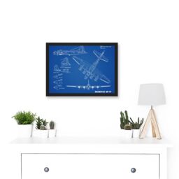 Artery8 US Airforce Boeing B-17 Flying Fortress Plane Blueprint Plan Artwork Framed Wall Art Print A4 in Black - thumbnail 2