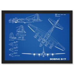 Artery8 US Airforce Boeing B-17 Flying Fortress Plane Blueprint Plan Artwork Framed Wall Art Print A4 in Black - thumbnail 1