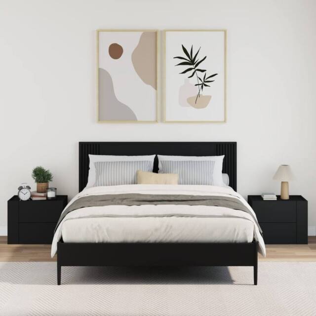 Berkfield Home Decorative Wall-mounted Bedside Cabinets 2 pcs Black 45x30x35 cm - Size: 45 x 30 x 35 cm - image 1