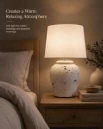 Downton Interiors White Distressed Ceramic Table Lamp with Plain Shade (G2124 Plain) - Size: Large - thumbnail 6