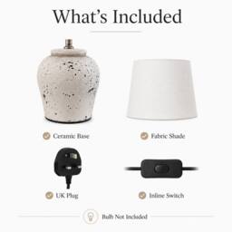 Downton Interiors White Distressed Ceramic Table Lamp with Plain Shade (G2124 Plain) - Size: Large - thumbnail 8