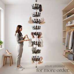 tectake 48 Pair Shoe Rack 8 Tier Shelf Organiser Storage Stand Holder in Black - thumbnail 7