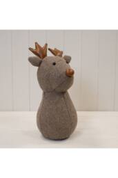 KDMD Herringbone Fabric Reindeer Head Doorstop in Brown - thumbnail 1