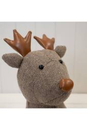 KDMD Herringbone Fabric Reindeer Head Doorstop in Brown - thumbnail 2