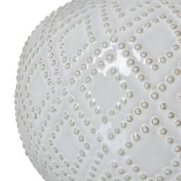 Lemon Pavilion Furniture and Decor Squat Beaded Lamp with Linen Shade, Ceramic, L38 x W38 x H56 cm, White - thumbnail 3