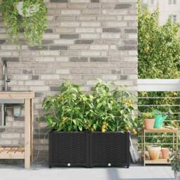 Berkfield Home Garden Planters with Water Irrigation System 2 pcs Black - thumbnail 2