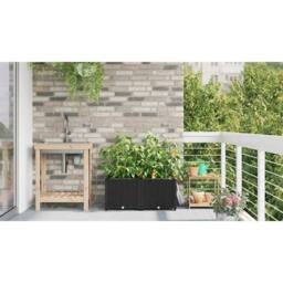 Berkfield Home Garden Planters with Water Irrigation System 2 pcs Black - thumbnail 4