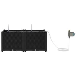 Berkfield Home Garden Planters with Water Irrigation System 2 pcs Black - thumbnail 6