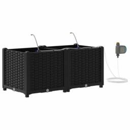 Berkfield Home Garden Planters with Water Irrigation System 2 pcs Black - thumbnail 3