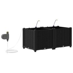 Berkfield Home Garden Planters with Water Irrigation System 2 pcs Black - thumbnail 8