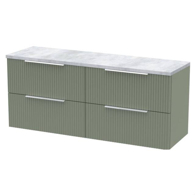 Balterley Tixall Fluted 4 Drawer Wall Hung Vanity Unit, Satin Green, 1200mm in Green - image 1