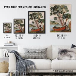 "Artery8 Tree Boat in Robin Hood's Bay Yorkshire Painting Wall Art Print in Brown - Size: W18"" x H24""" - thumbnail 3