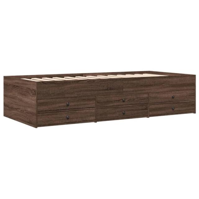 Berkfield Home Versatile Daybed with Drawers without Mattress Brown Oak 75x190 c - image 1