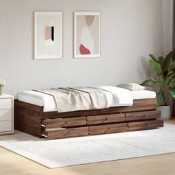 Berkfield Home Versatile Daybed with Drawers without Mattress Brown Oak 75x190 c - thumbnail 2