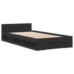 Berkfield Home Modern Bed Frame with Drawer without Mattress Black 75x190 cm Sma - Size: Small Single - thumbnail 1
