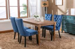 Modern Home Touch Romsey Set of 4 Velvet Upholstered Dining Chairs with Oak Legs & Knocker Ring Back in Blue - Size: 4 Pack - thumbnail 2