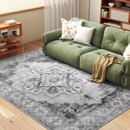 VOGREX Flannel Non-Slip Washable Rug for Living Room in Grey - Size: 200 cm x 290 cm - thumbnail 3