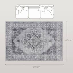 VOGREX Flannel Non-Slip Washable Rug for Living Room in Grey - Size: 200 cm x 290 cm - thumbnail 2