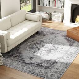 VOGREX Flannel Non-Slip Washable Rug for Living Room in Grey - Size: 200 cm x 290 cm - thumbnail 1