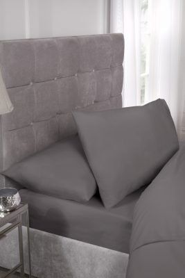 New Edge Blinds Percale Collection 180 Thread Count Percale Fitted Sheet in Grey - Size: King - image 1