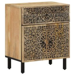 Berkfield Home Bedside Cabinet 50x33x60 cm Solid Wood Mango in Brown - Size: 50 x 33 x 60 cm - thumbnail 2