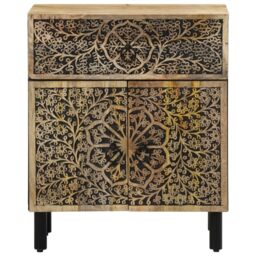 Berkfield Home Bedside Cabinet 50x33x60 cm Solid Wood Mango in Brown - Size: 50 x 33 x 60 cm - thumbnail 5