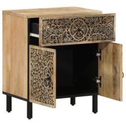 Berkfield Home Bedside Cabinet 50x33x60 cm Solid Wood Mango in Brown - Size: 50 x 33 x 60 cm - thumbnail 4